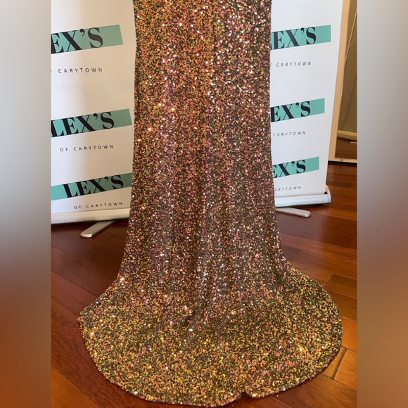 La Femme Bronze Sequin Evening Gown - Picture 7 of 8